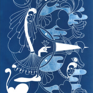 quiet ritual in a liminal space - cyanotype